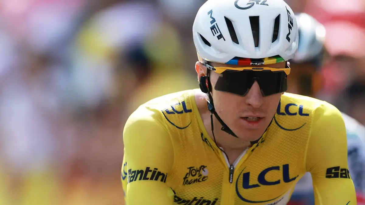 Cycling-Tour-de-France-Stage-9-Malemort-to-Ussel-USSEL-France-July-12-2026-UAE-Team-Emirates-XRG-s-Tadej-Pogacar-wearing-the-yellow-jersey-during-the-finish-of-stage-9-REUTERS-Stephanie-Lecocq